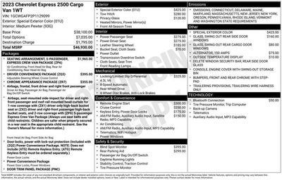 2023 Chevrolet Express Cargo Van Conversion Van