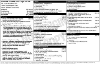 2022 GMC Savana 2500 Work Van