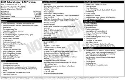 2015 Subaru Legacy 2.5i Premium