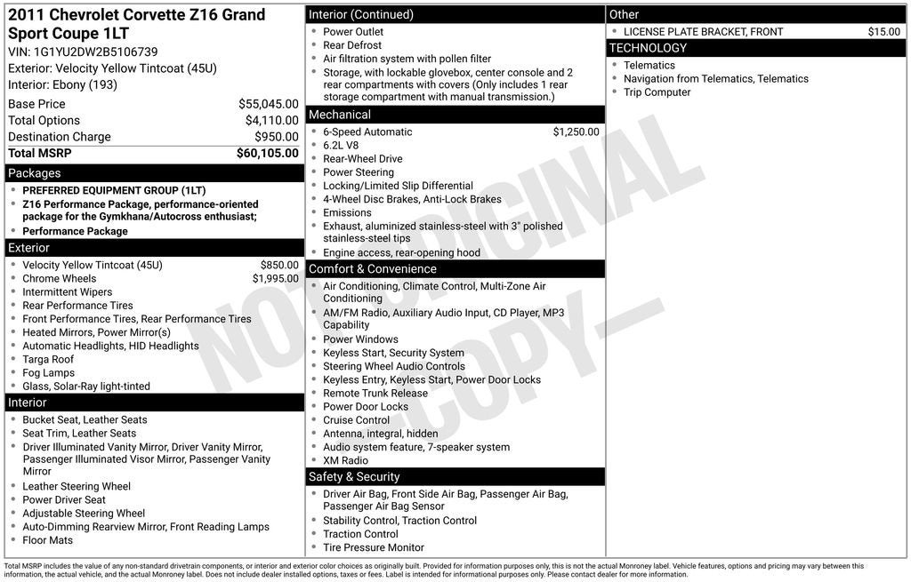 2011 Chevrolet Corvette Grand Sport Z16 Grand Sport w/1LT
