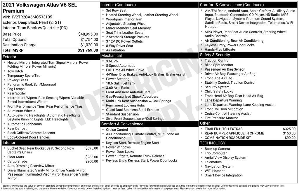 2021 Volkswagen Atlas 3.6L V6 SEL Premium