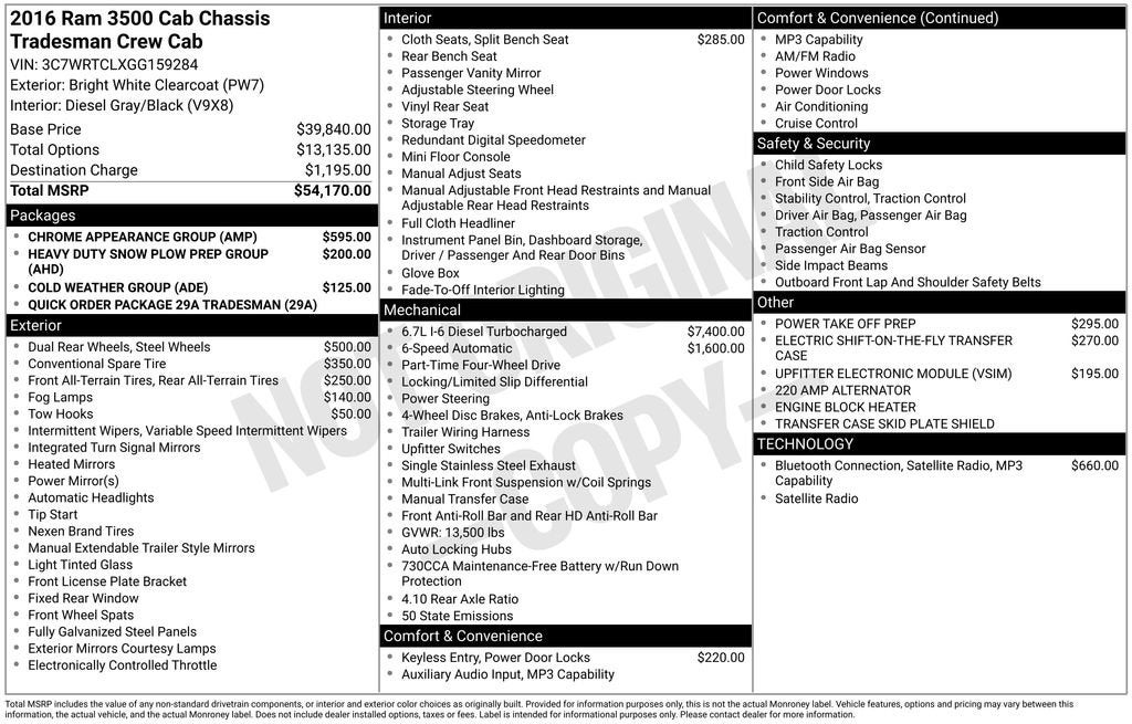 2016 RAM 3500 Tradesman