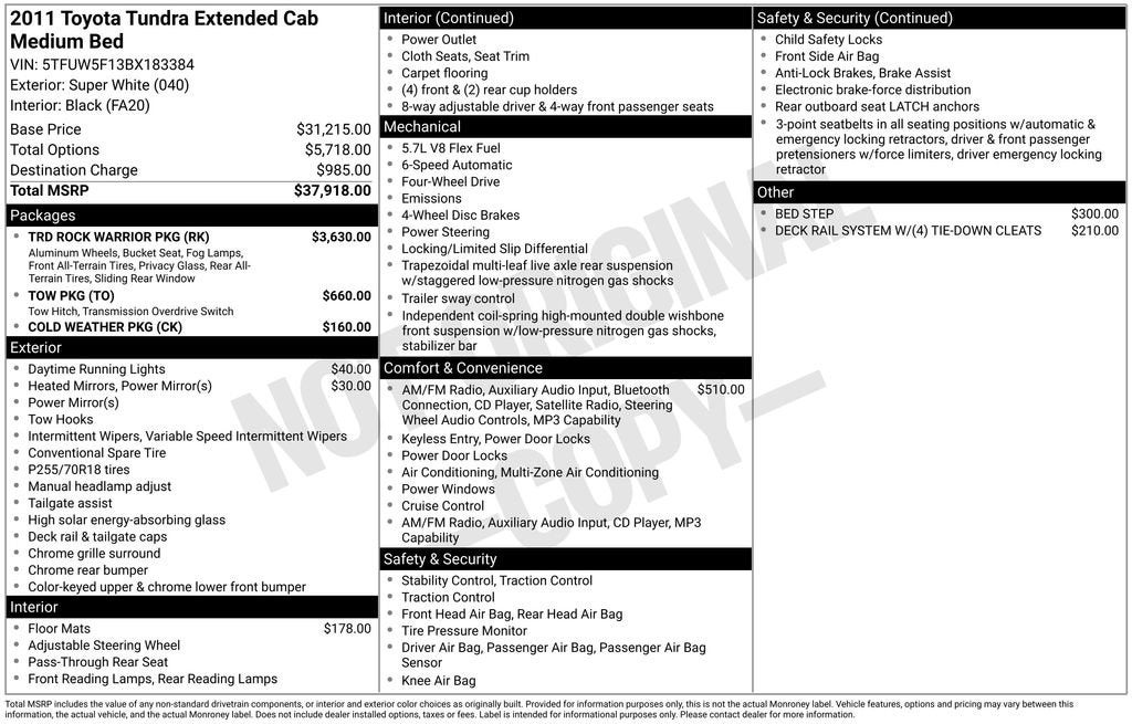 2011 Toyota Tundra 4WD Truck Base