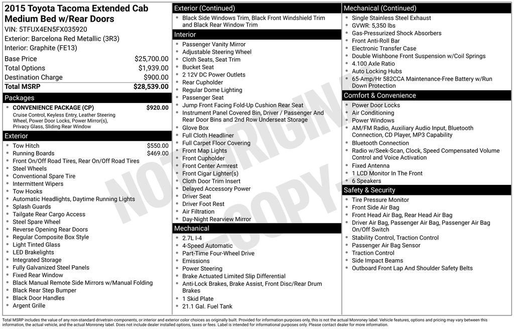 2015 Toyota Tacoma Base